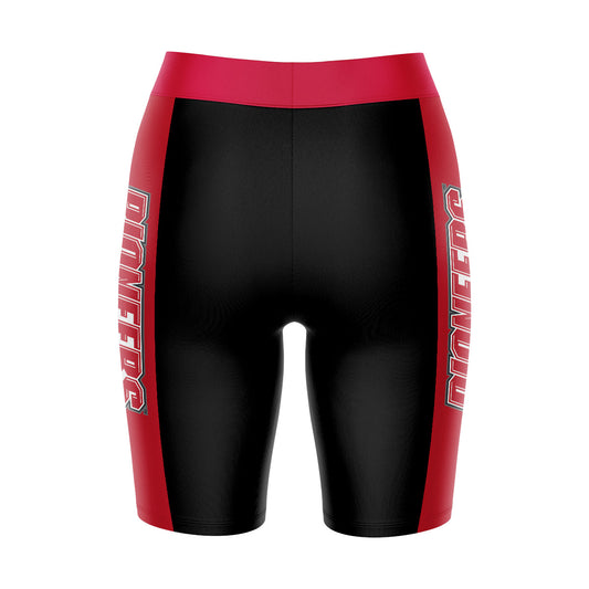 Mouseover Image, Sacred Heart University Pioneers Vive La Fete Game Day Logo on Waistband and Red Stripes Black Women Bike Short 9 Inseam