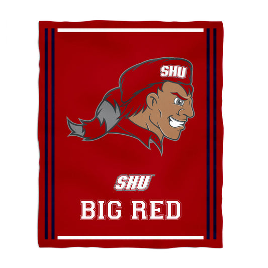 SHU Sacred Heart University Pioneers Kids Game Day Red Plush Soft Minky Blanket 36 x 48 Mascot