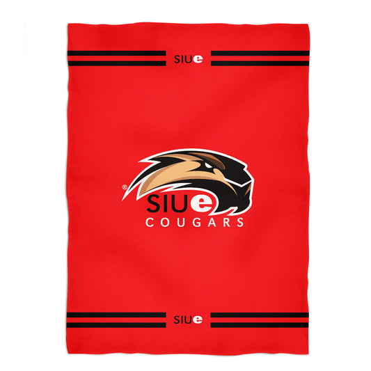 SIUE Cougars Game Day Soft Premium Fleece Red Throw Blanket 40 x 58 Logo and Stripes