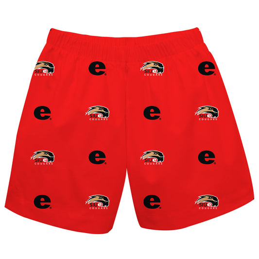 SIUE Cougars Game Day Logo on Thigh and Waistband Black & Red Womens Y