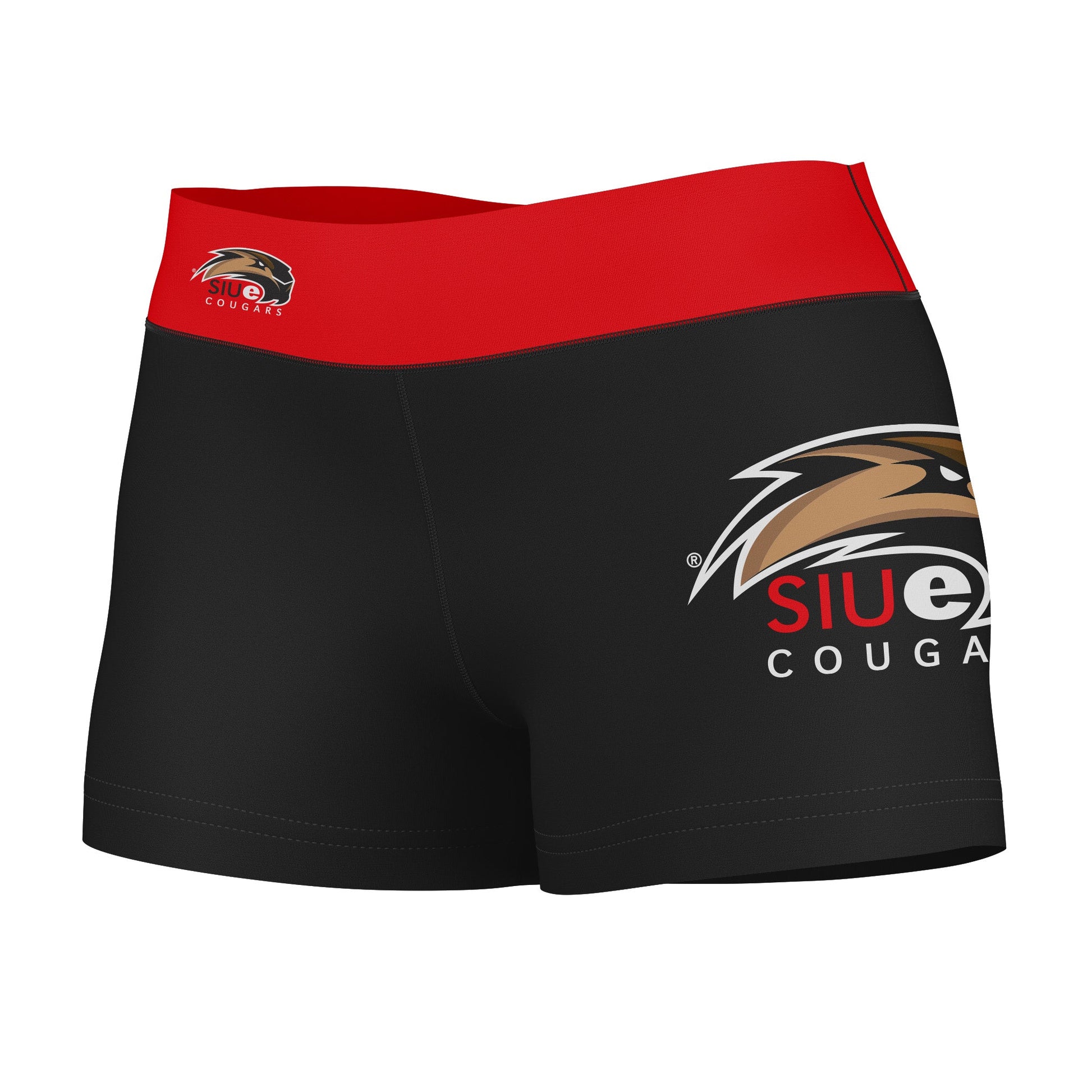 SIUE Cougars Game Day Logo on Thigh and Waistband Black & Red Womens Y