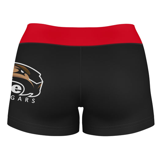 Mouseover Image, SIUE Cougars Vive La Fete Game Day Logo on Thigh and Waistband Black & Red Women Yoga Booty Workout Shorts 3.75 Inseam"