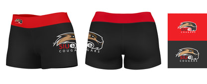 SIUE Cougars Vive La Fete Game Day Logo on Thigh and Waistband Black & Red Women Yoga Booty Workout Shorts 3.75 Inseam" - Vive La F̻te - Online Apparel Store