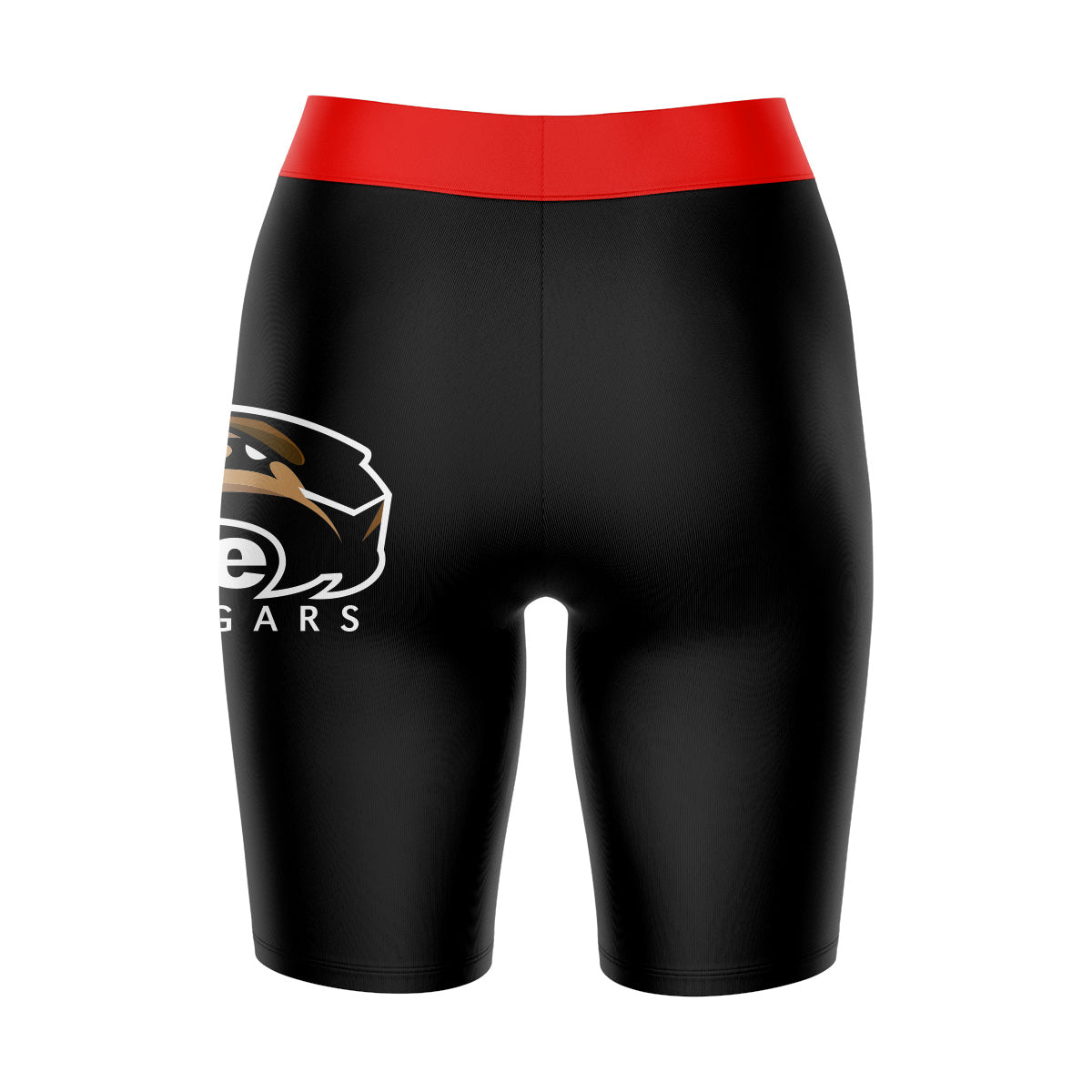 SIUE Cougars Vive La Fete Game Day Logo on Thigh and Waistband Black and Red Women Bike Short 9 Inseam"