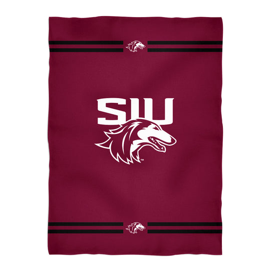 Southern Illinois Salukis SIU Game Day Soft Premium Fleece Maroon Throw Blanket 40 x 58 Logo and Stripes