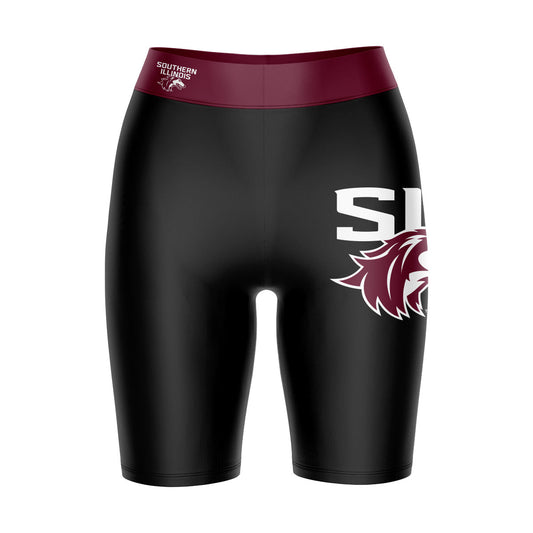 SIU Salukis Vive La Fete Game Day Logo on Thigh and Waistband Black and Maroon Women Bike Short 9 Inseam"