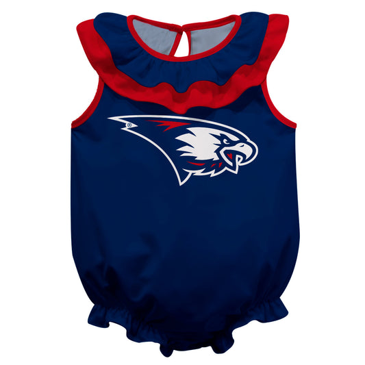 Southern Indiana Screaming Eagles USI Blue Sleeveless Ruffle One Piece Jumpsuit Logo Bodysuit by Vive La Fete
