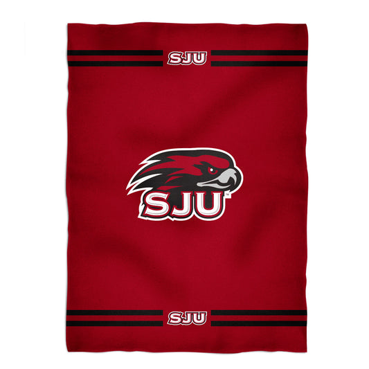 St. Joseph's Hawks Game Day Soft Premium Fleece Red Throw Blanket 40 x 58 Mascot and Stripes
