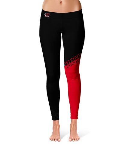 St. Josephs Hawks Vive La Fete Game Day Collegiate Leg Color Block Women Black Red Yoga Leggings