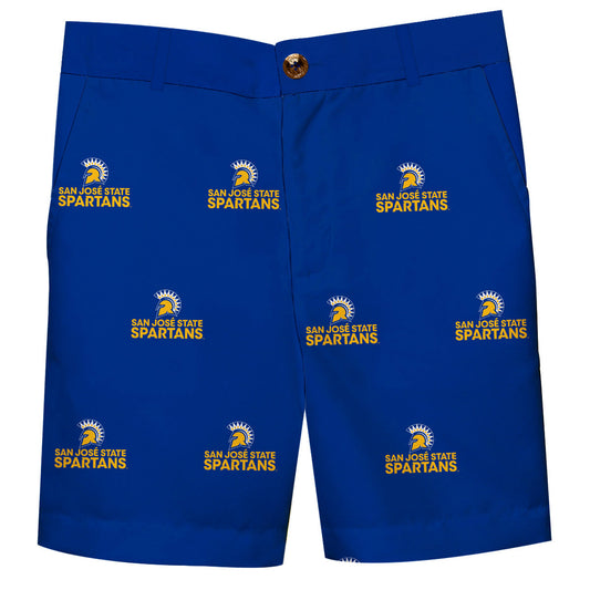 San Jose State University Spartans Boys Game Day Blue Structured Shorts