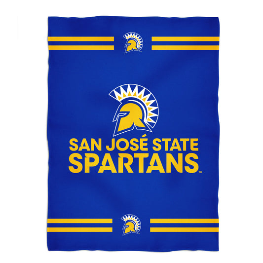 San Jose State University Spartans Game Day Soft Premium Fleece Blue Throw Blanket 40 x 58 Mascot and Stripes