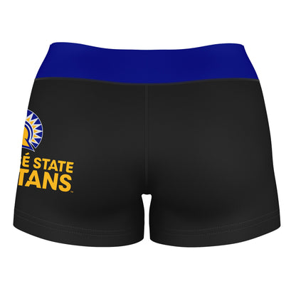 San Jose State Spartans Vive La Fete Logo on Thigh & Waistband Black & Blue Women Yoga Booty Workout Shorts 3.75 Inseam" - Vive La F̻te - Online Apparel Store