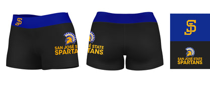 San Jose State Spartans Vive La Fete Logo on Thigh & Waistband Black & Blue Women Yoga Booty Workout Shorts 3.75 Inseam" - Vive La F̻te - Online Apparel Store