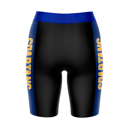 Mouseover Image, San Jose State Spartans Vive La Fete Game Day Logo on Waistband and Blue Stripes Black Women Bike Short 9 Inseam"