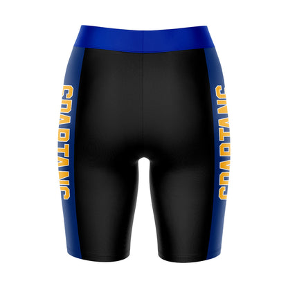 San Jose State Spartans Vive La Fete Game Day Logo on Waistband and Blue Stripes Black Women Bike Short 9 Inseam"