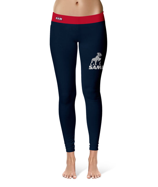 Samford University Bulldogs Vive La Fete Game Day Collegiate Logo on Thigh Navy Women Yoga Leggings 2.5 Waist Tights