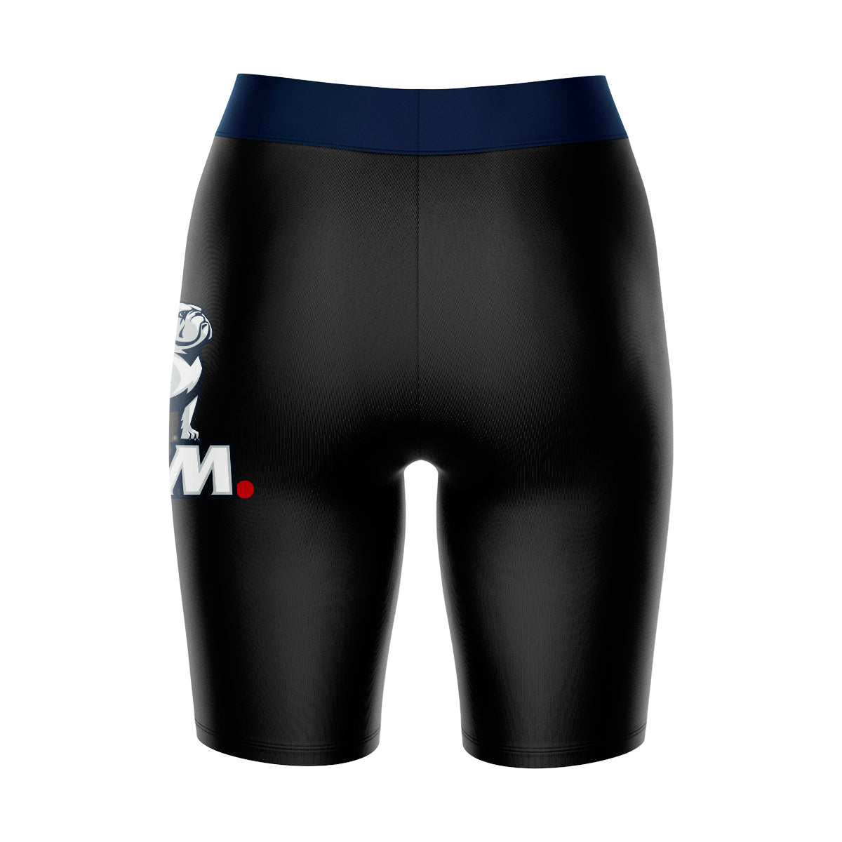 Samford Bulldogs Vive La Fete Game Day Logo on Thigh and Waistband Black and Navy Women Bike Short 9 Inseam