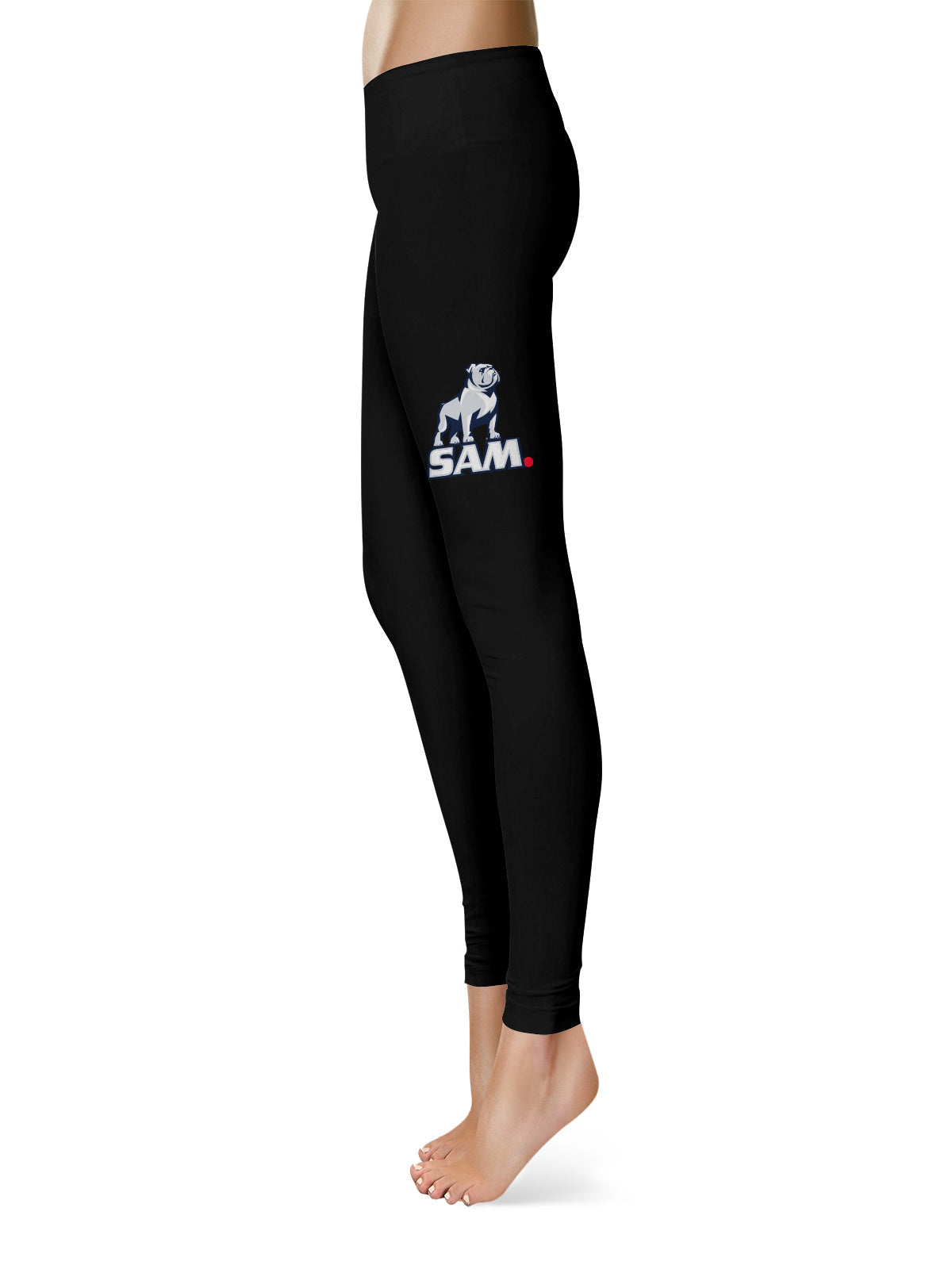 Samford Bulldogs Vive La Fete Game Day Collegiate Large Logo on Thigh Women Black Yoga Leggings 2.5 Waist Tights