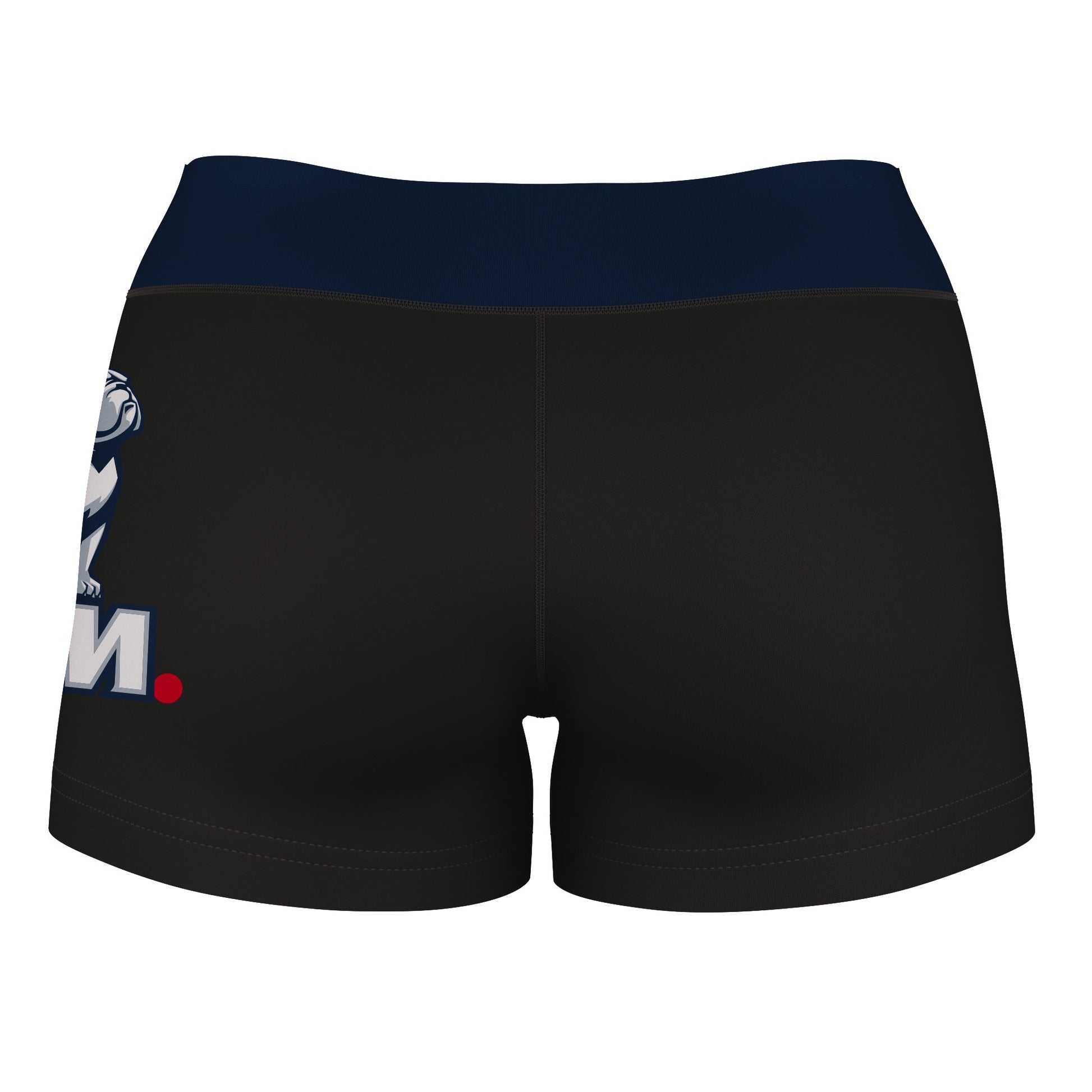 Samford Bulldogs Vive La Fete Logo on Thigh & Waistband Black & Navy Women Yoga Booty Workout Shorts 3.75 Inseam - Vive La F̻te - Online Apparel Store