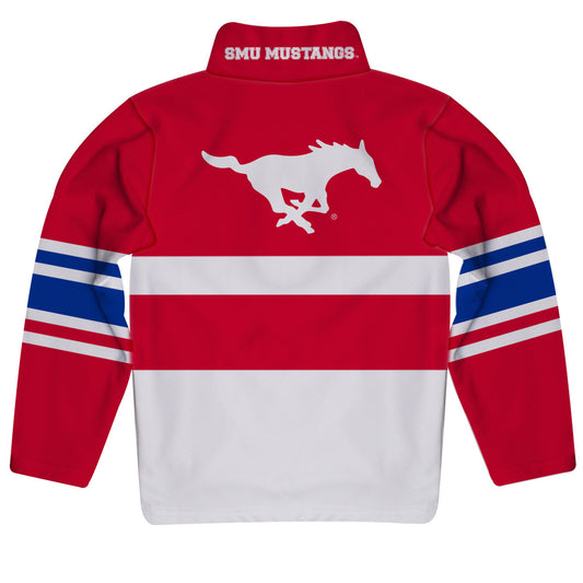 Mouseover Image, SMU Mustangs Logo Stripes Red Long Sleeve Quarter Zip Sweatshirt by Vive La Fete