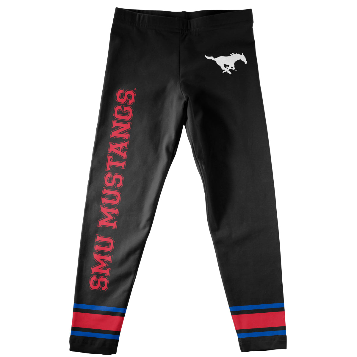 SMU Mustangs Verbiage And Logo Black Stripes Leggings