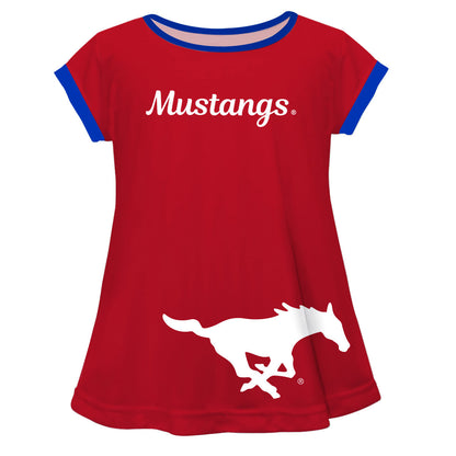 SMU Mustangs Big Logo Red Short Sleeve Girls Laurie Top by Vive La Fete