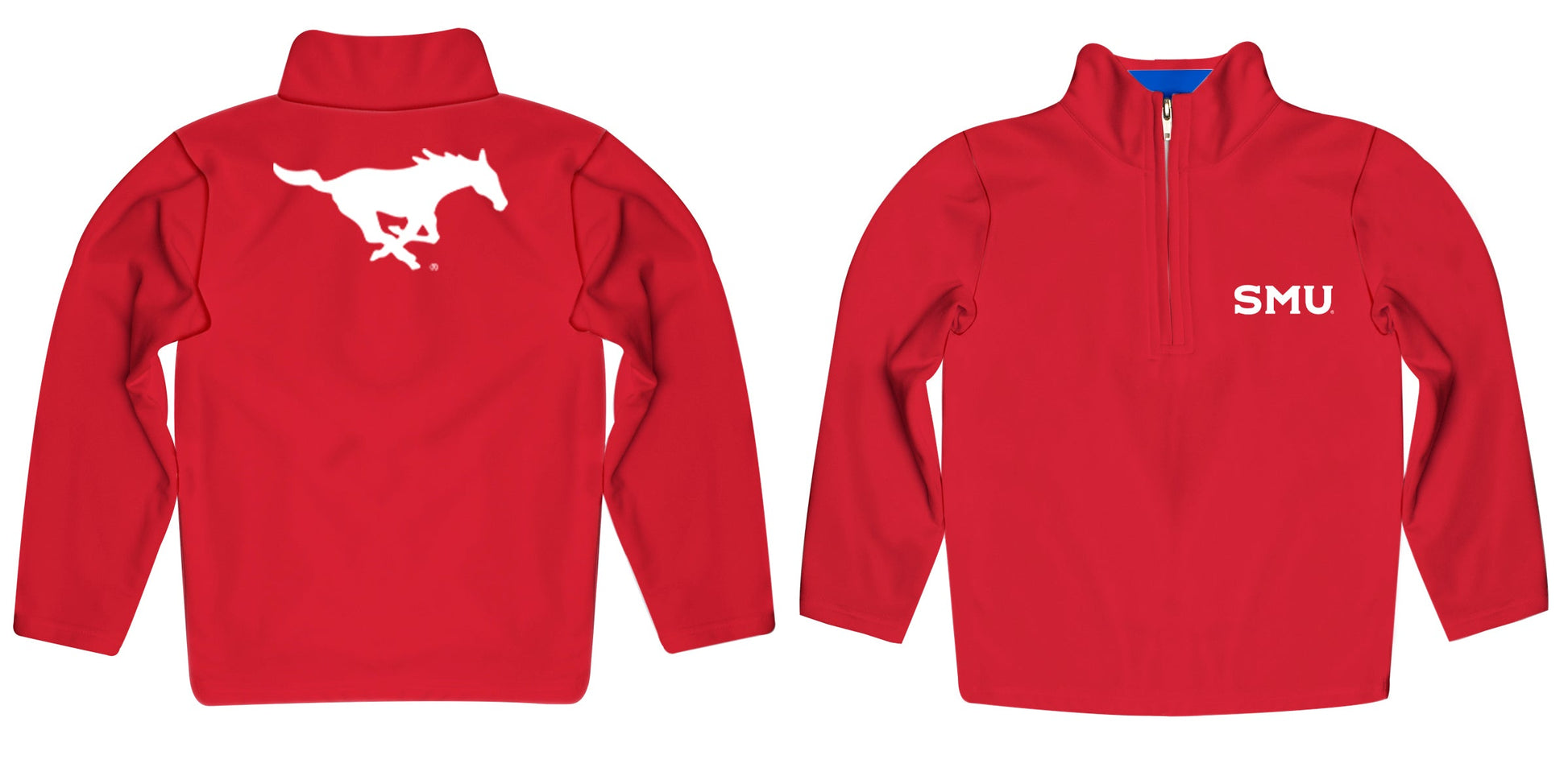 Southern Methodist Mustangs  Game Day Solid Red Quarter Zip Pullover for Infants Toddlers by Vive La Fete