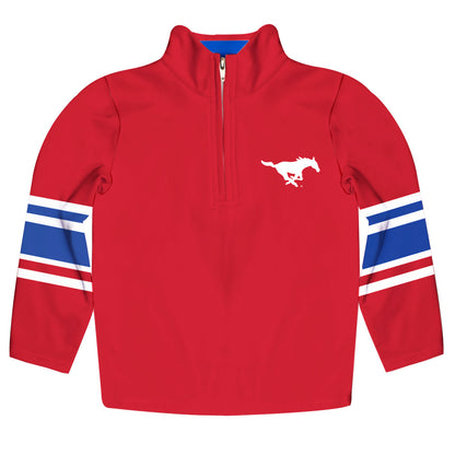 Southern Methodist Mustangs Game Day Red Quarter Zip Pullover for Infants Toddlers by Vive La Fete