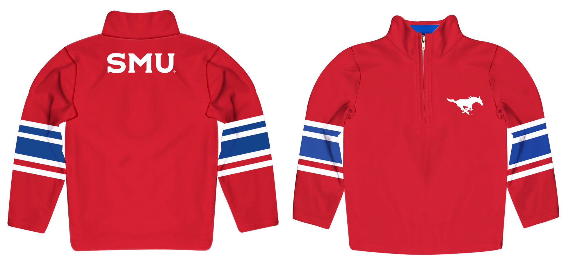 Southern Methodist Mustangs Game Day Red Quarter Zip Pullover for Infants Toddlers by Vive La Fete