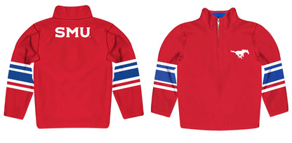 Southern Methodist Mustangs Game Day Red Quarter Zip Pullover for Infants Toddlers by Vive La Fete