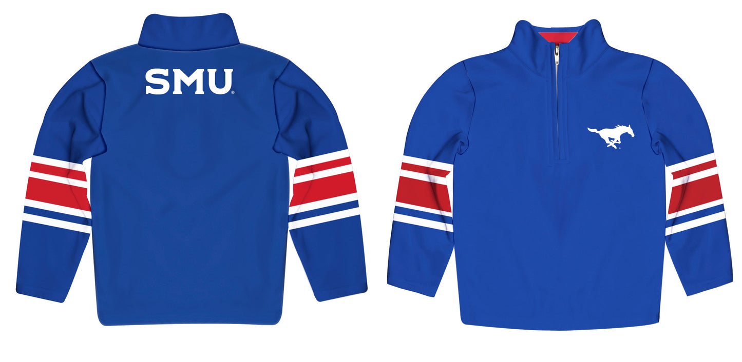 Southern Methodist Mustangs Game Day Blue Quarter Zip Pullover for Infants Toddlers by Vive La Fete