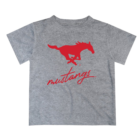 SMU Mustangs Vive La Fete Script V1 Gray Short Sleeve Tee Shirt