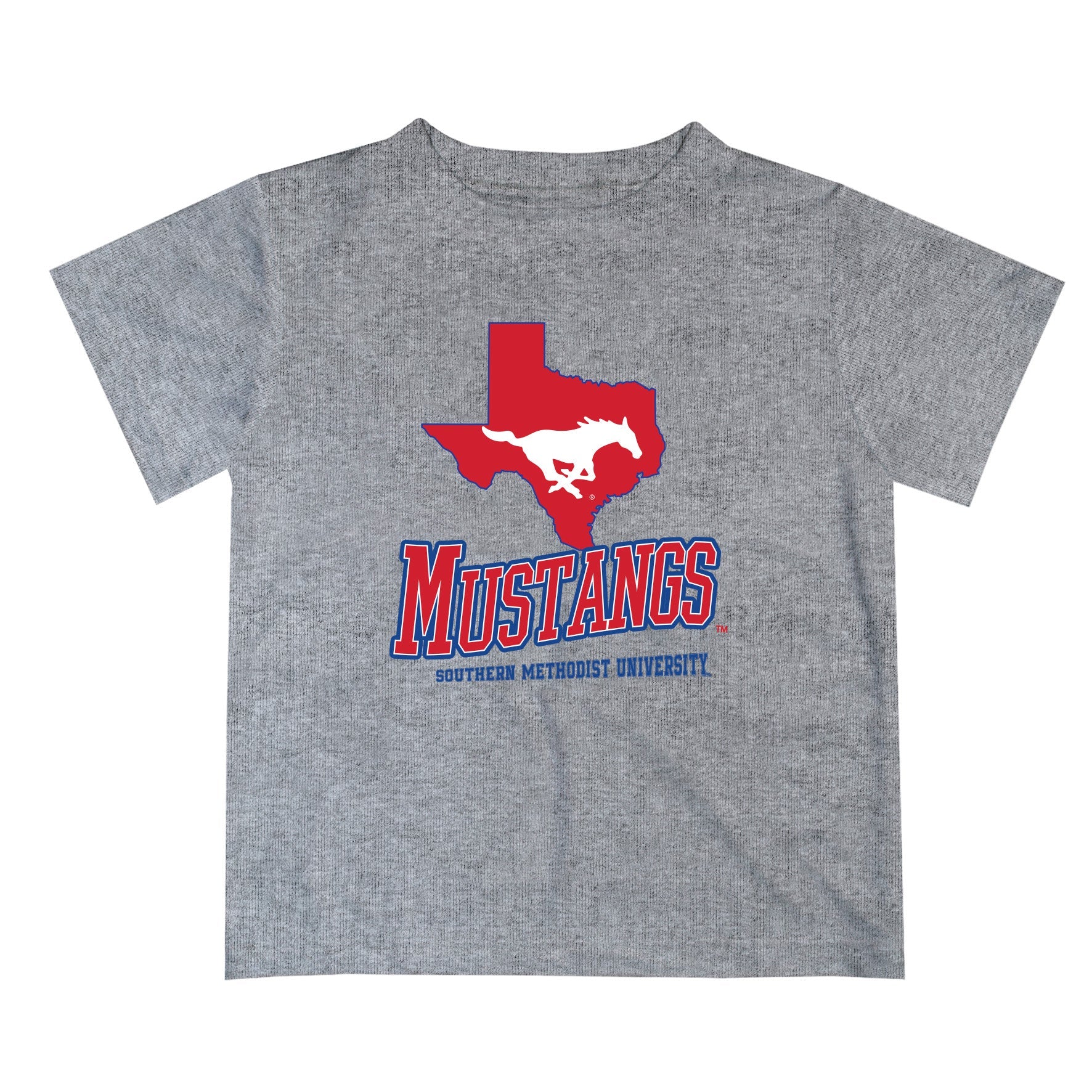 SMU Mustangs Vive La Fete State Map Heather Gray Short Sleeve Tee Shirt