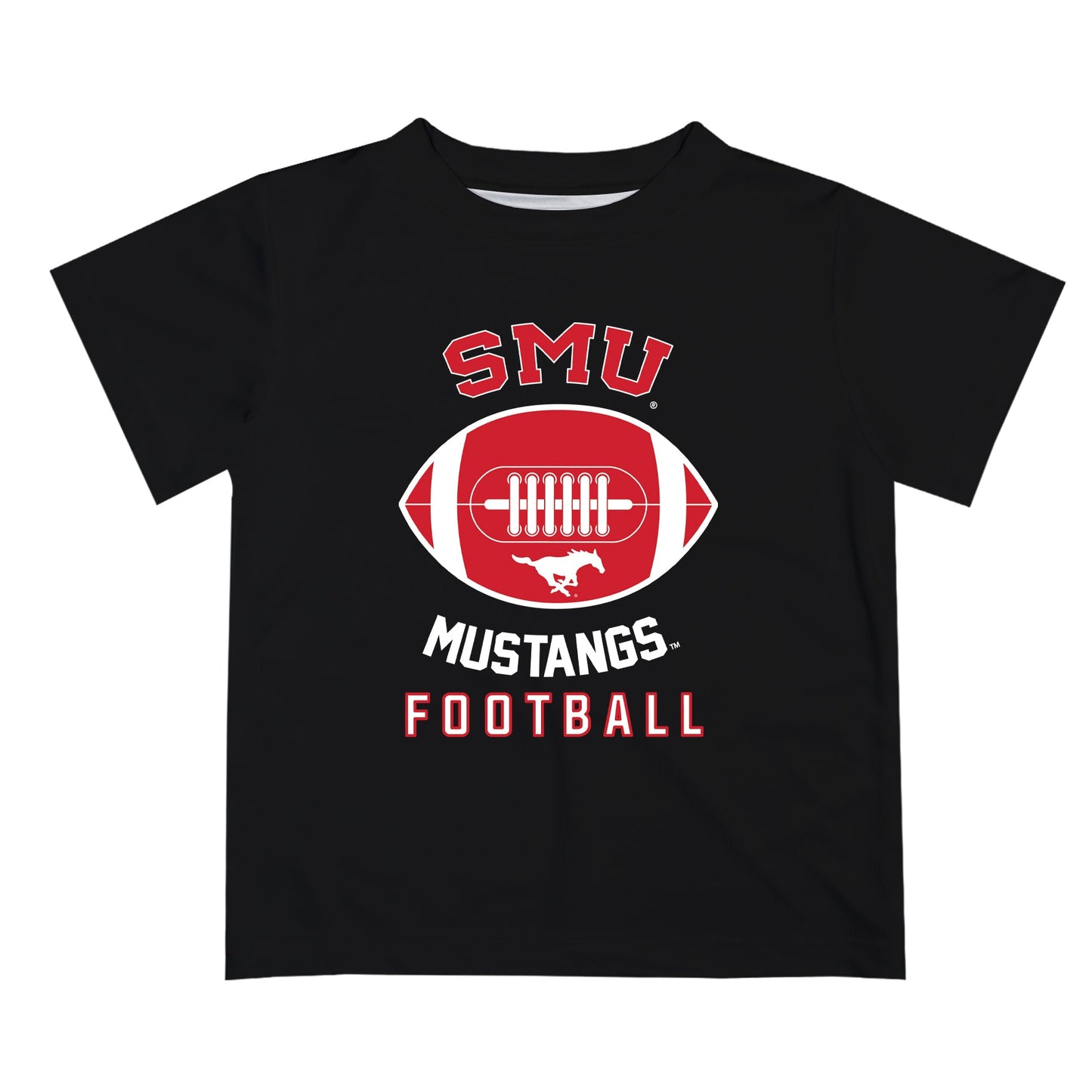 SMU Mustangs Vive La Fete Football V2 Black Short Sleeve Tee Shirt