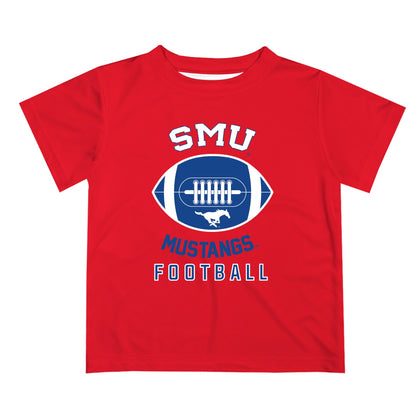SMU Mustangs Vive La Fete Football V2 Red Short Sleeve Tee Shirt
