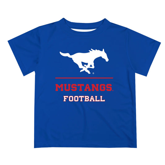 SMU Mustangs Vive La Fete Football V1 Blue Short Sleeve Tee Shirt