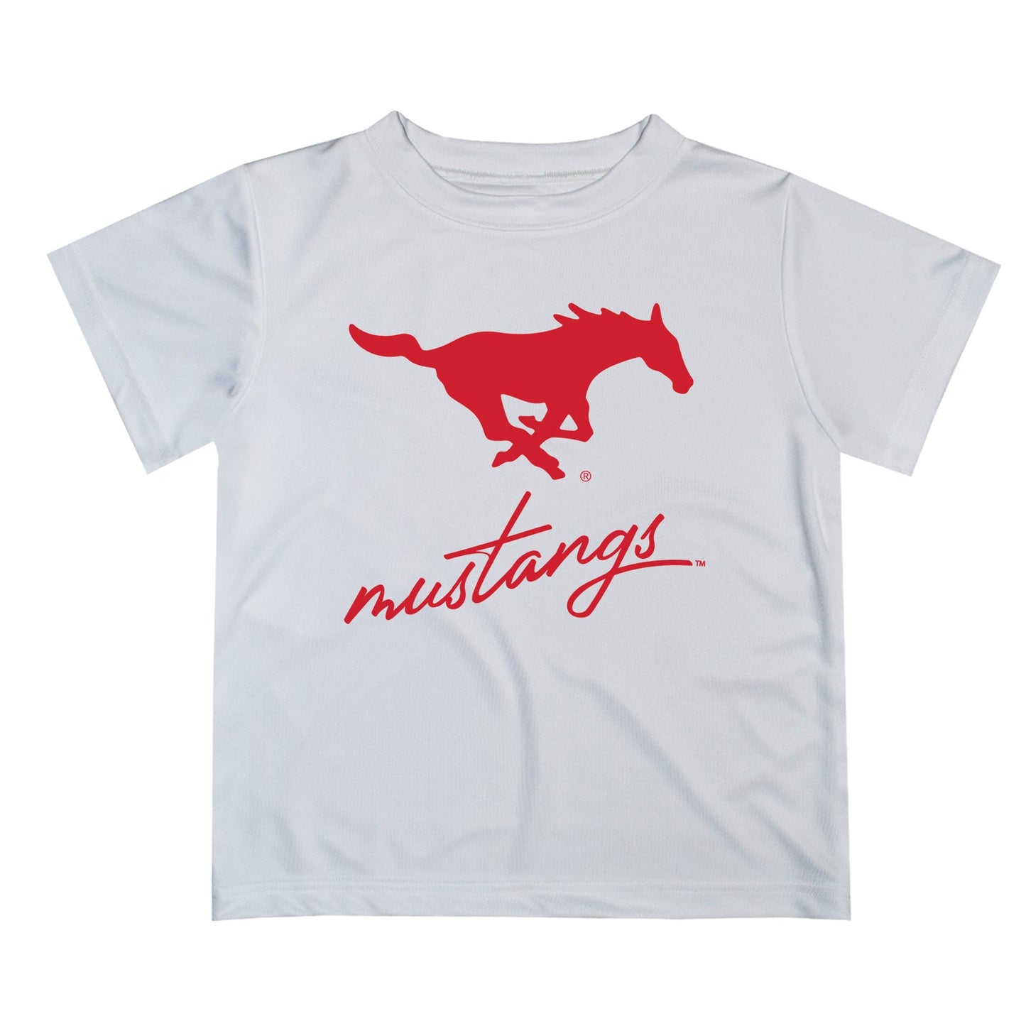SMU Mustangs Vive La Fete Script V1 White Short Sleeve Tee Shirt