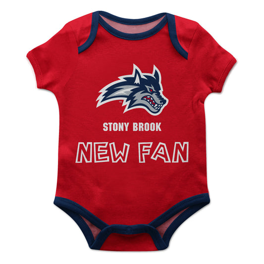 Stony Brook University Seawolves Infant Game Day Red Short Sleeve One Piece Jumpsuit by Vive La Fete