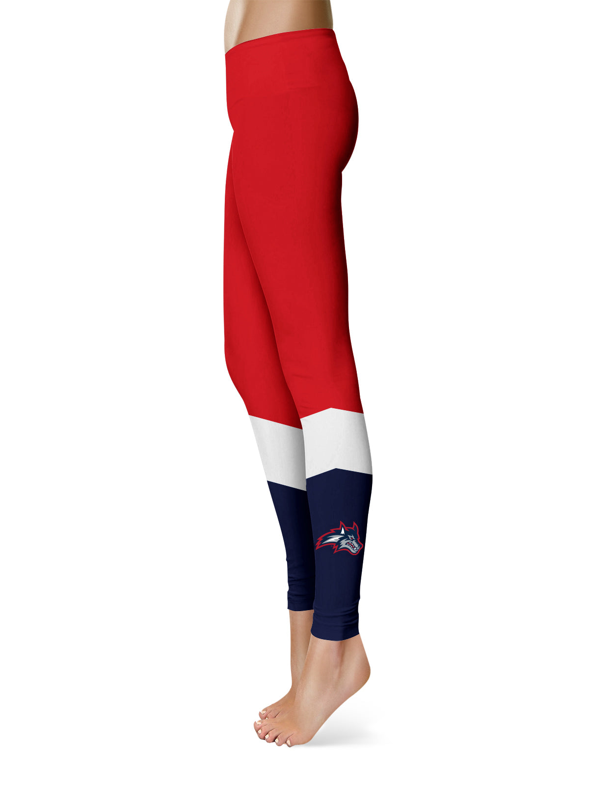 Stony Brooks Seawolves Vive La Fete Game Day Collegiate Ankle Color Block Women Red Blue Yoga Leggings