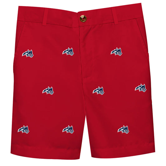 Stony Brook University Seawolves Boys Game Day Red Structured Shorts