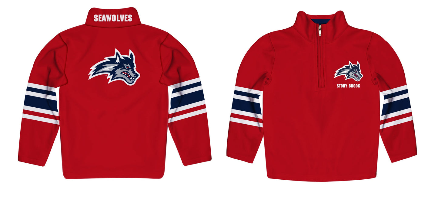 Stony Brook Seawolves  Game Day Red Quarter Zip Pullover for Infants Toddlers by Vive La Fete