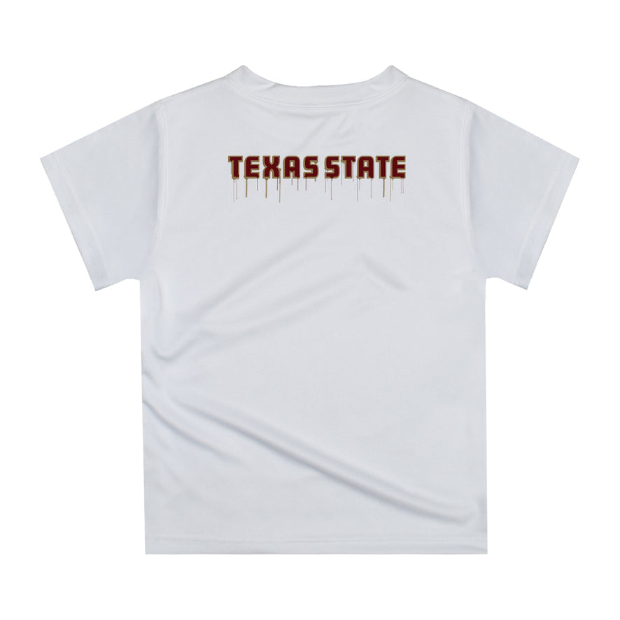 Texas State University Bobcats TXST Original Dripping Football White  T-Shirt by Vive La Fete