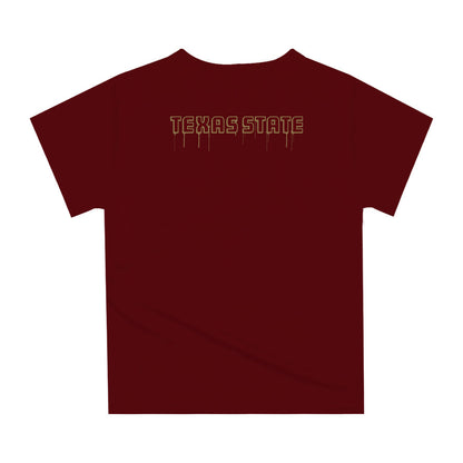 Texas State University Bobcats TXST Original Dripping Football Maroon T-Shirt by Vive La Fete