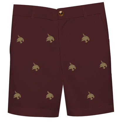 TXST Texas State Bobcats Boys Game Day Maroon Structured Shorts
