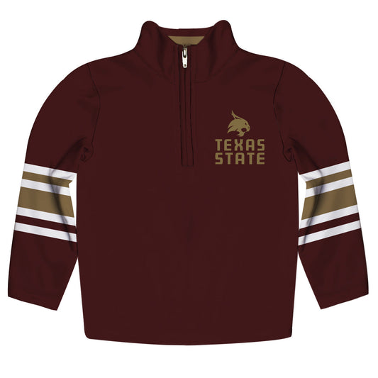 TXST Texas State Bobcats Game Day Maroon Quarter Zip Pullover for Infants Toddlers by Vive La Fete