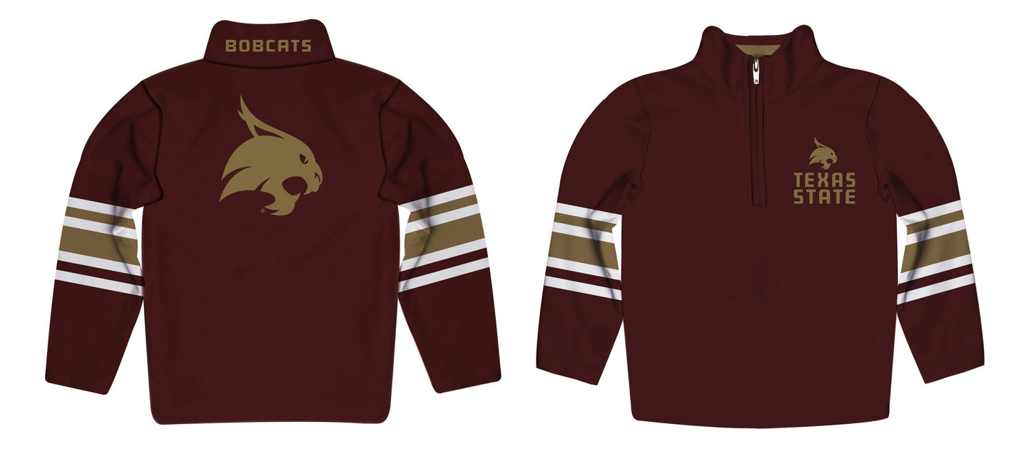 TXST Texas State Bobcats Game Day Maroon Quarter Zip Pullover for Infants Toddlers by Vive La Fete