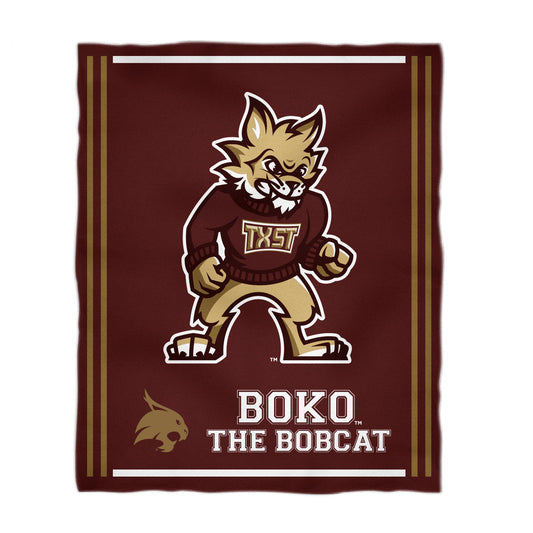 Texas State University Bobcats TXST Kids Game Day Maroon Plush Soft Minky Blanket 36 x 48 Mascot