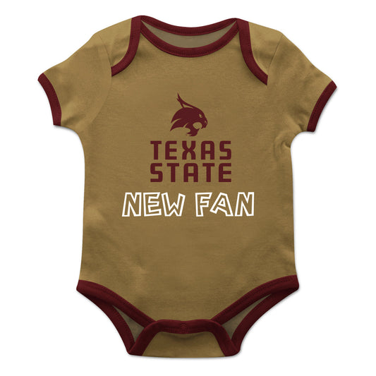TXST Texas State Bobcats Infant Game Day Gold Short Sleeve One Piece Jumpsuit by Vive La Fete
