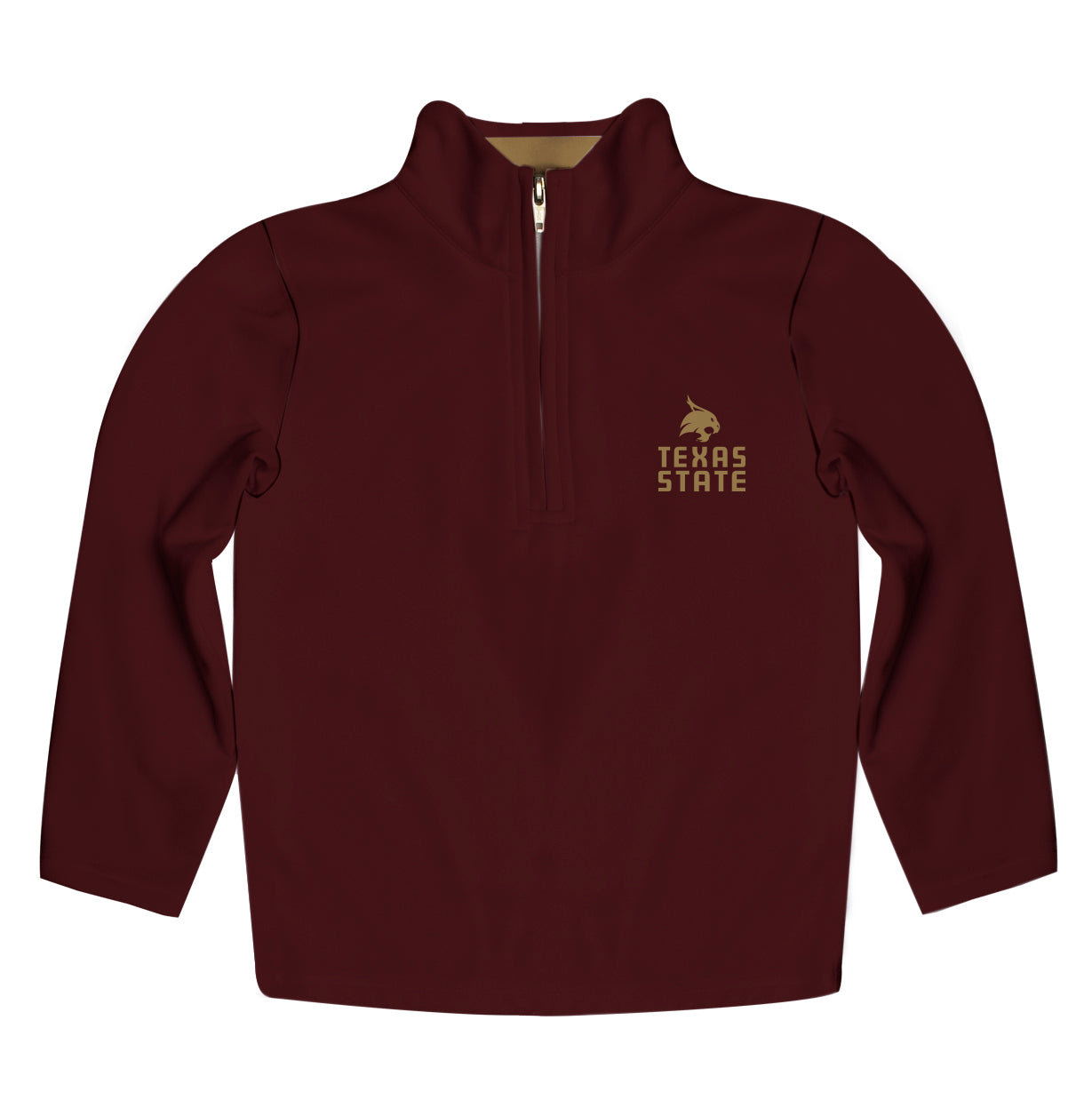 TXST Texas State Bobcats Game Day Solid White Quarter Zip Pullover for Infants Toddlers by Vive La Fete