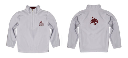 TXST Texas State Bobcats Game Day Solid White Quarter Zip Pullover for Infants Toddlers by Vive La Fete